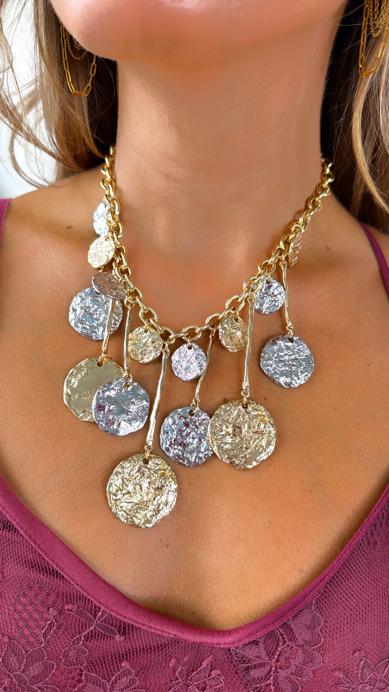 Chucky Coin Necklace, 2-Toned