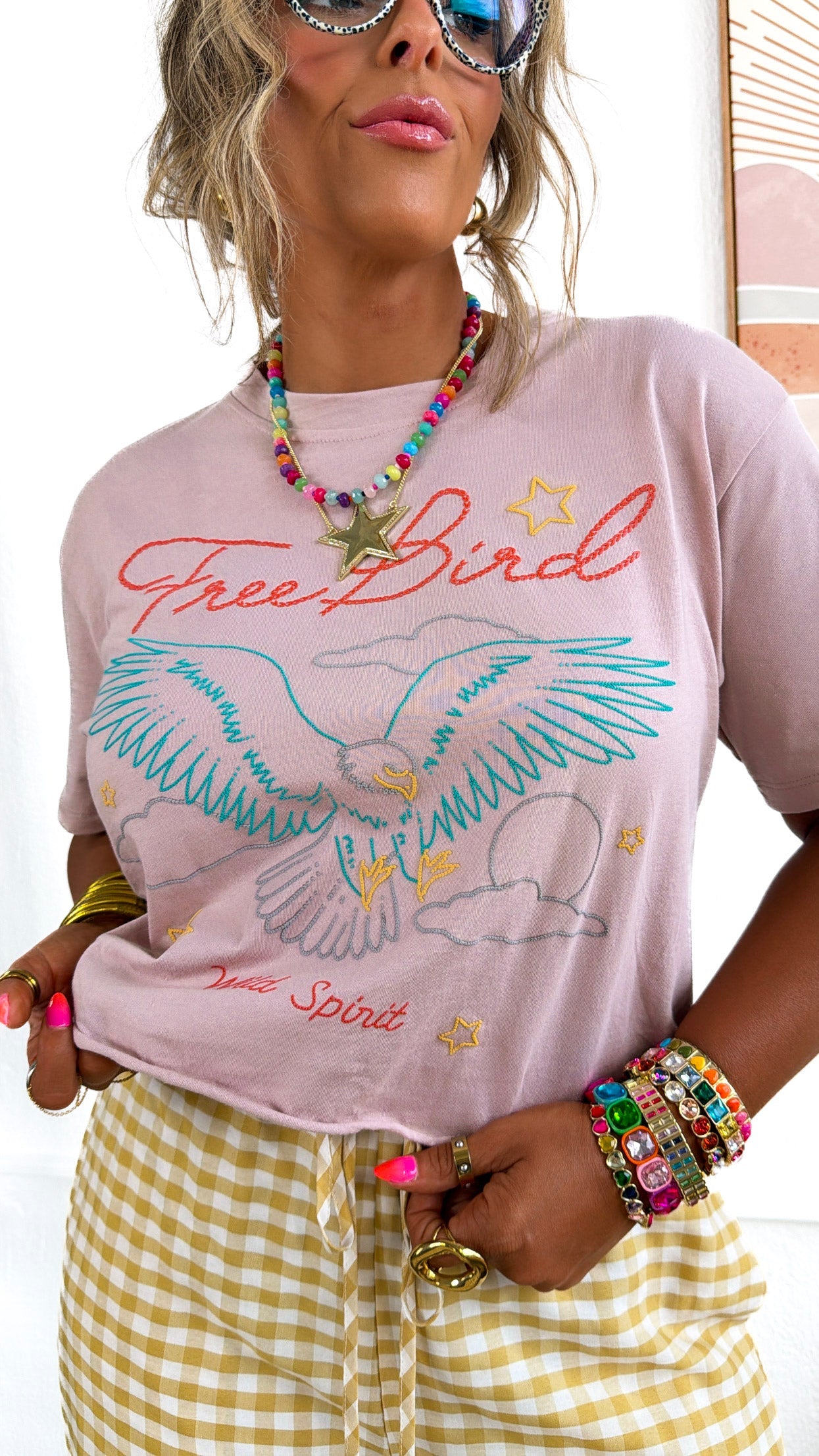 Cropped Free Bird Tee, Rose