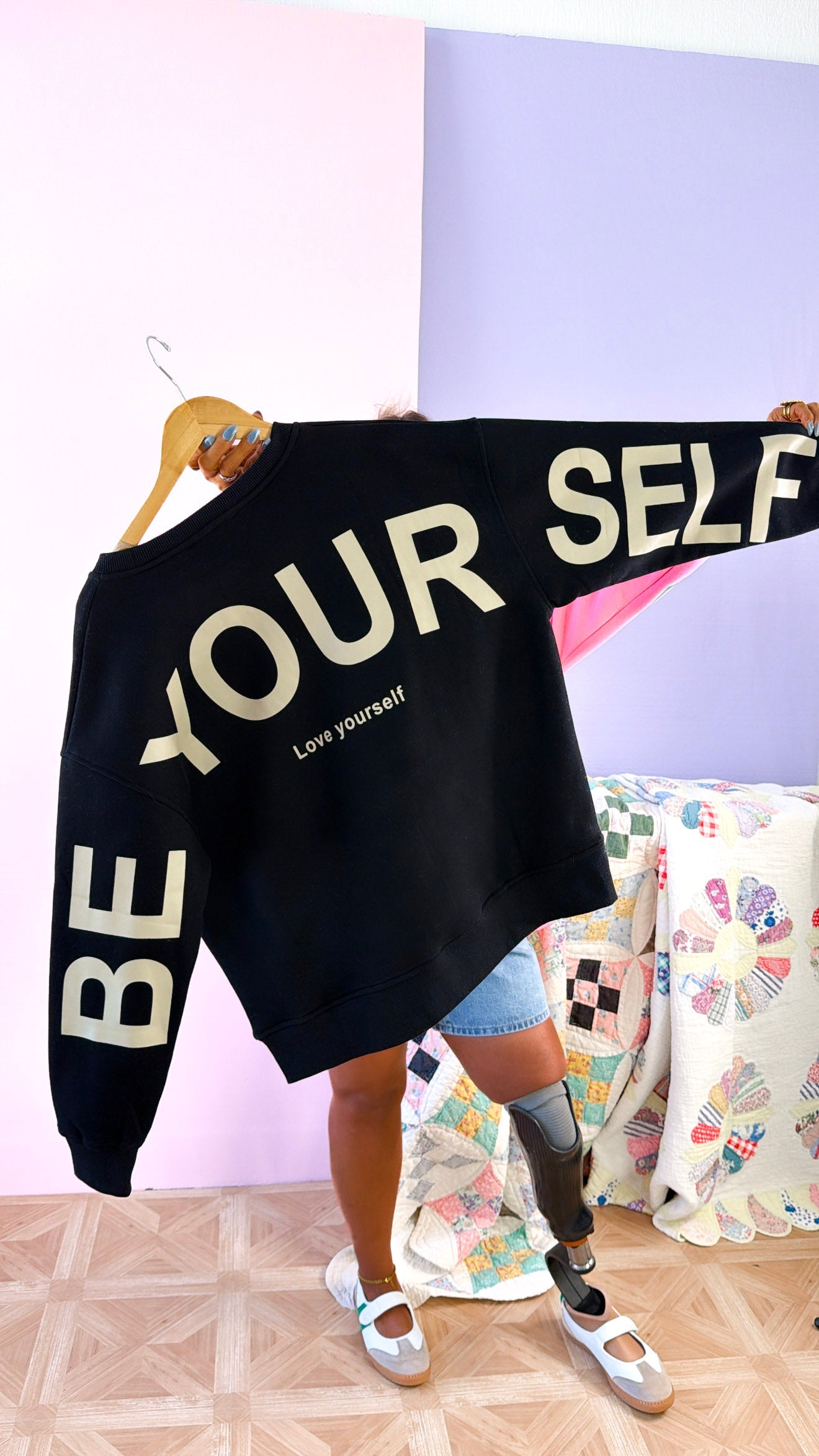 Love Yourself Oversized Crewneck, Black