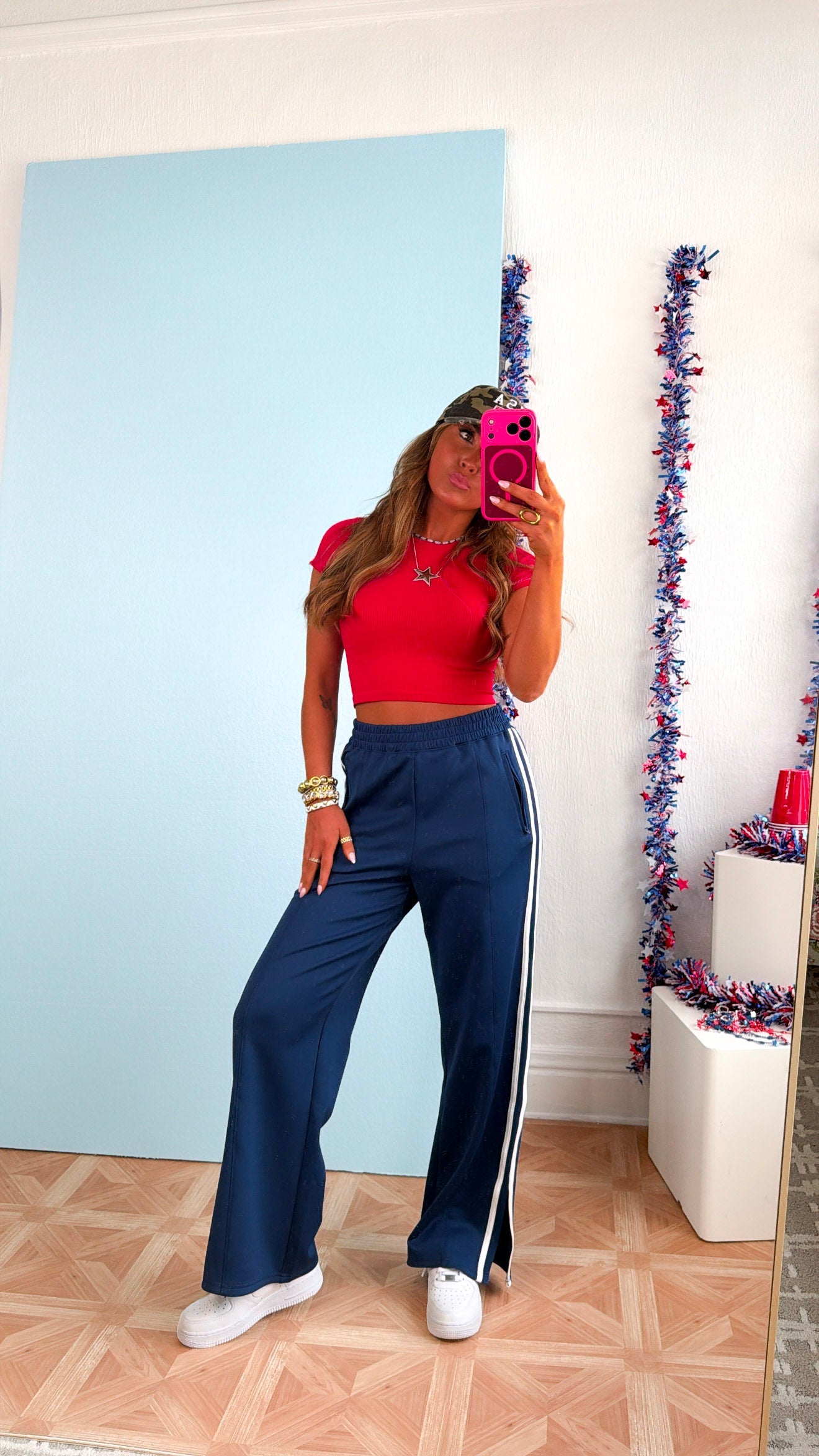 Everyday Stripe Track Pant, Navy/White