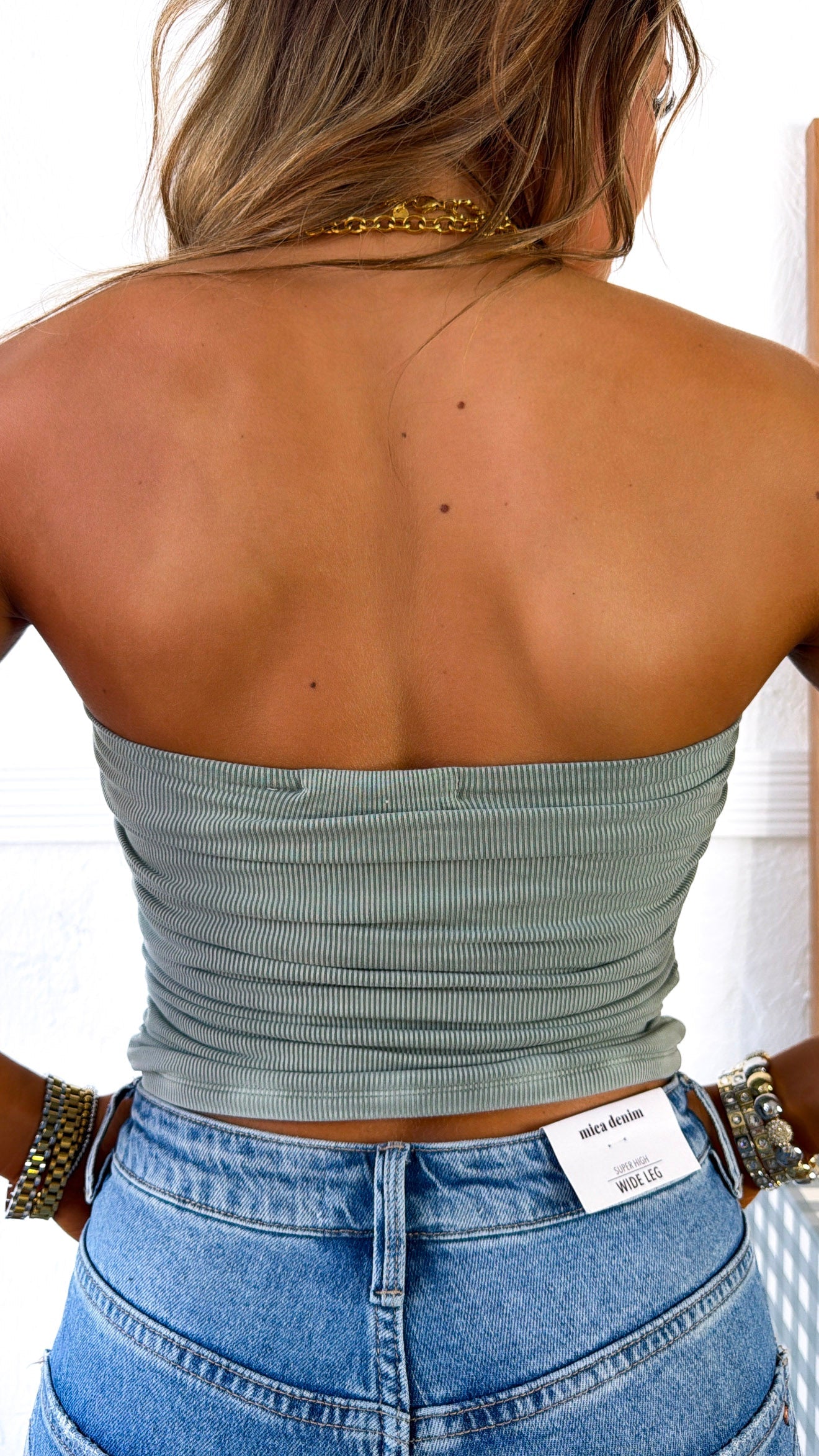 Basic Cropped Tube Top, Sage