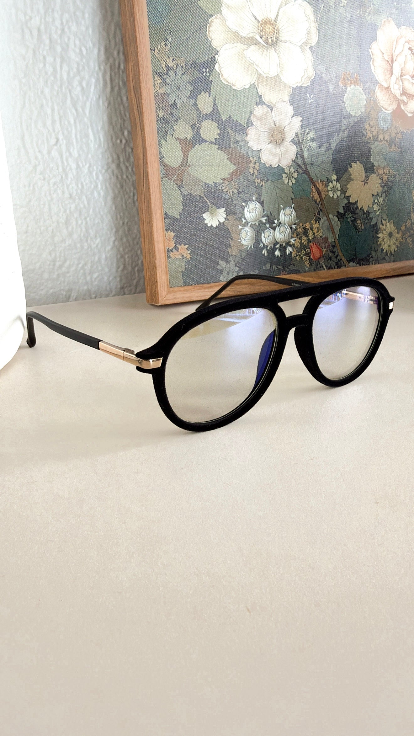 Mykonos BlueLight Velvet Glasses, Black