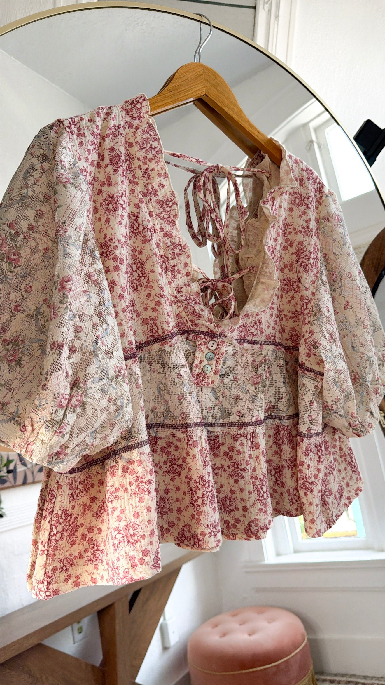 Moonflower Blouse, Pink Floral