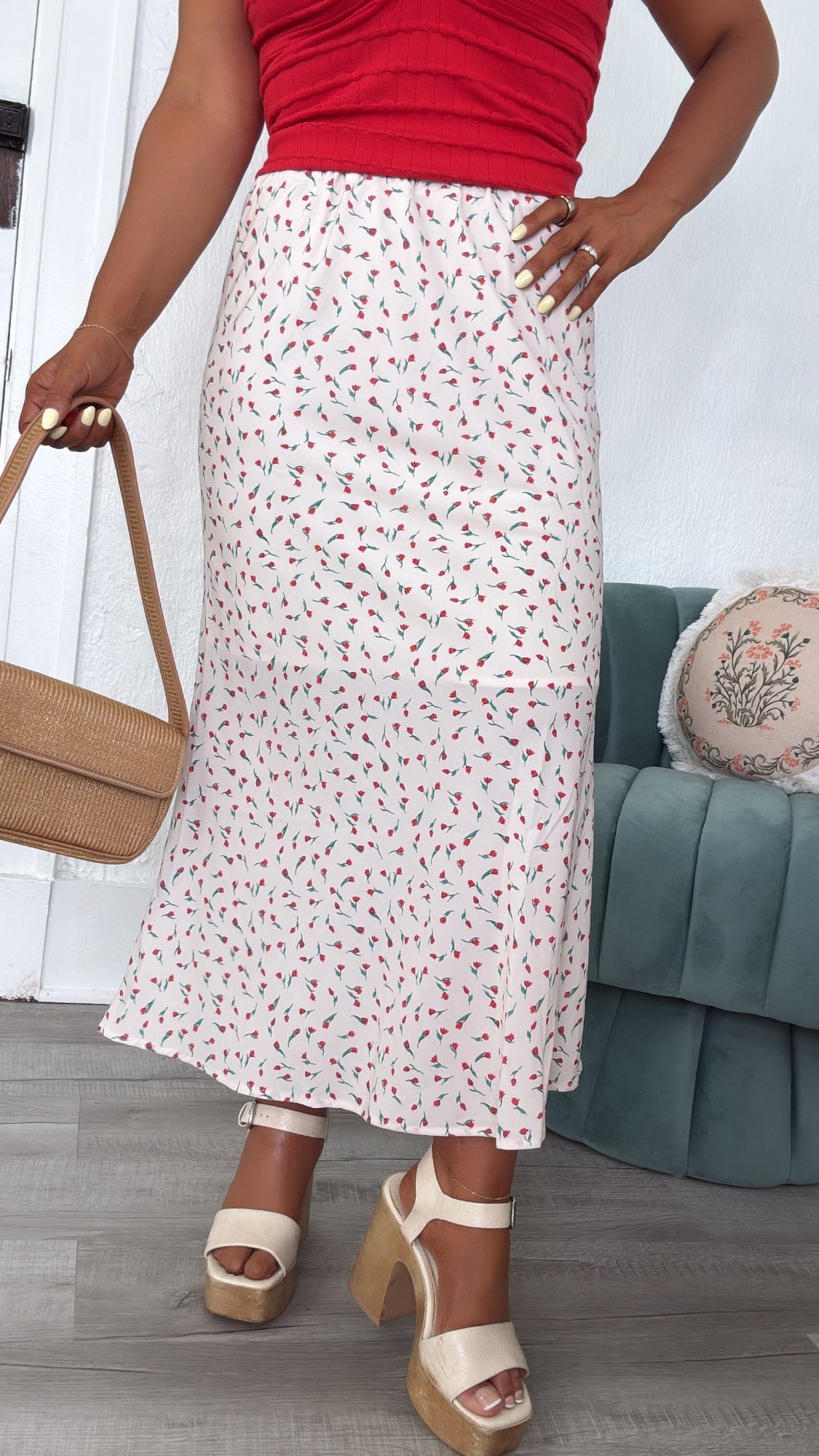 Here To Charm Floral Maxi Pencil Skirt