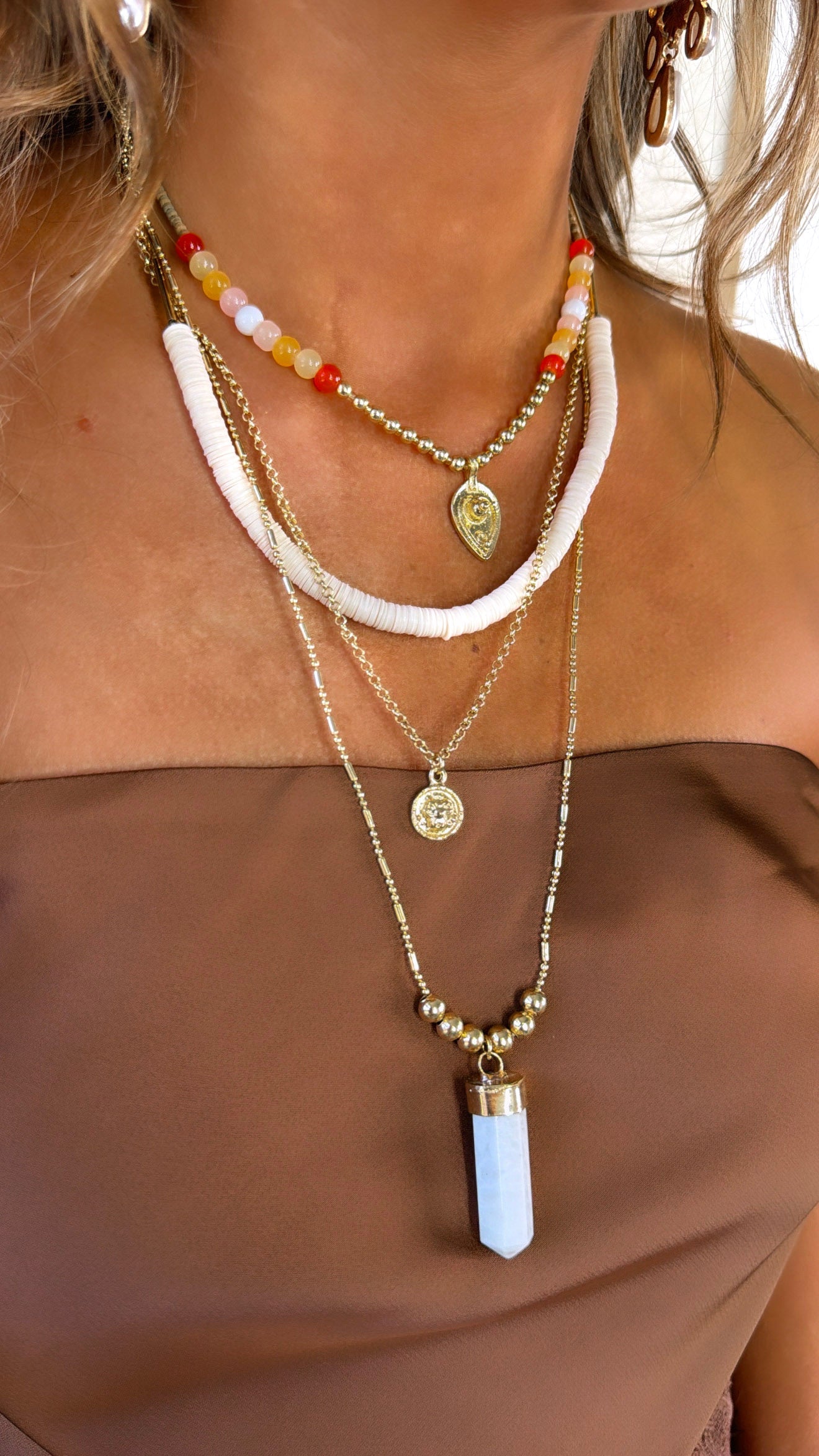 Halo Link Layered Necklace, Gold