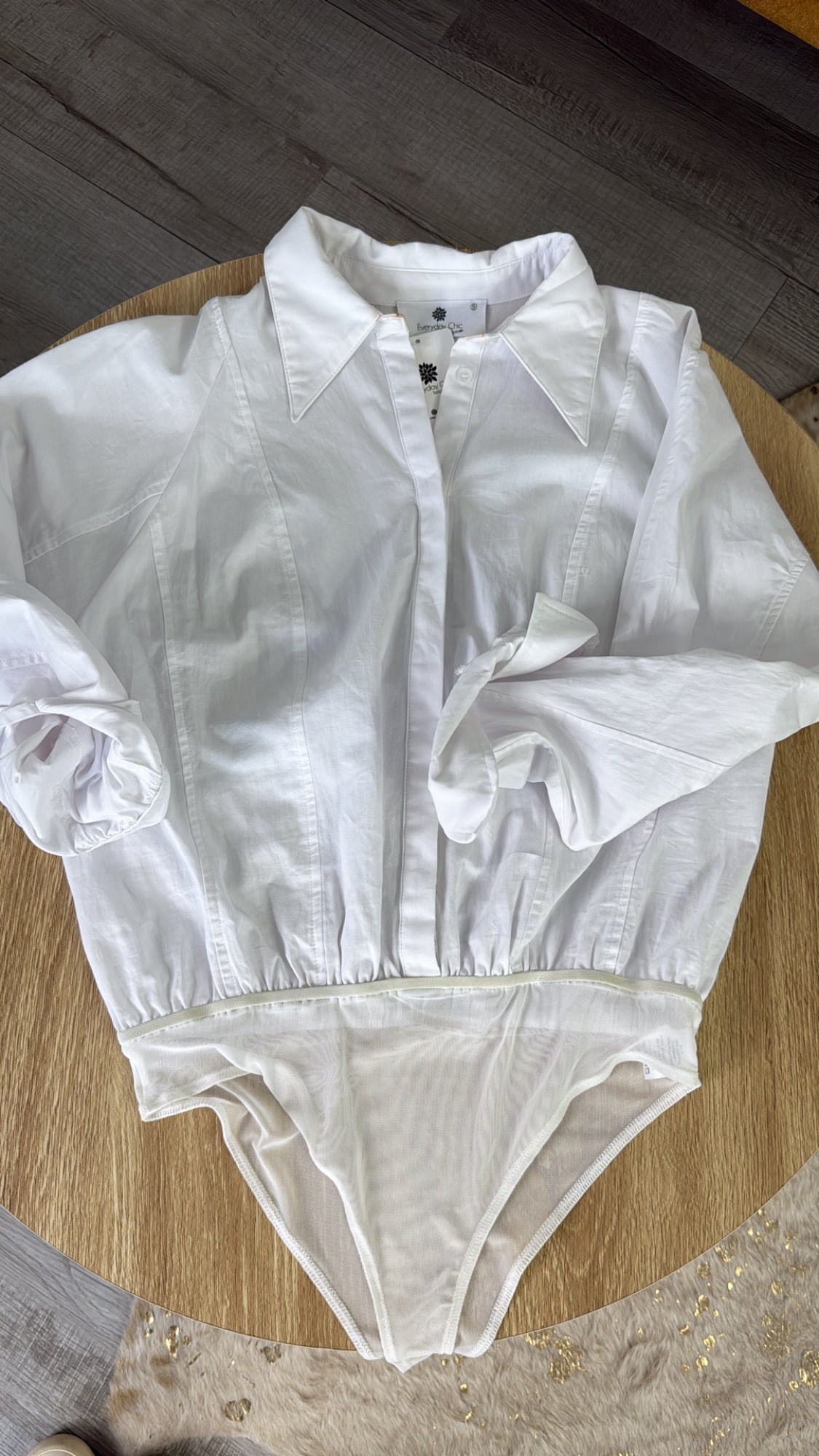 Lightweight Button Up Bodysuit, White