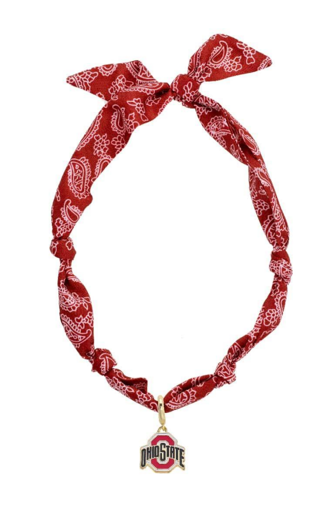 Buckeyes Bandana Scarf Necklace, Red