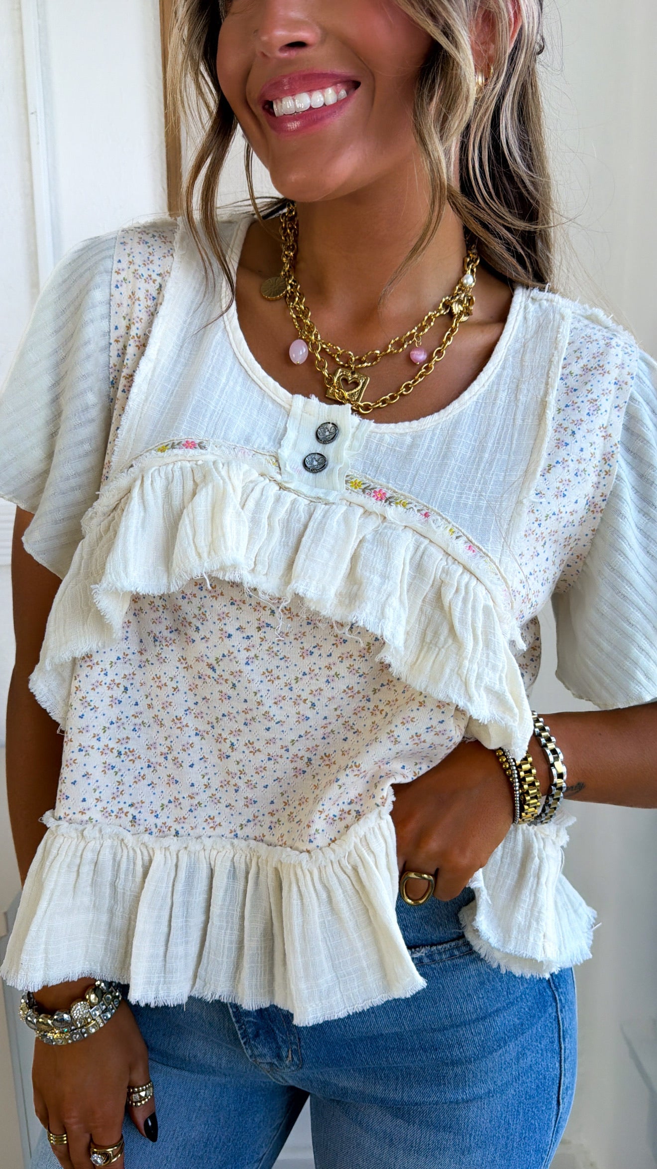 Floral Field Beauty Blouse, Natural