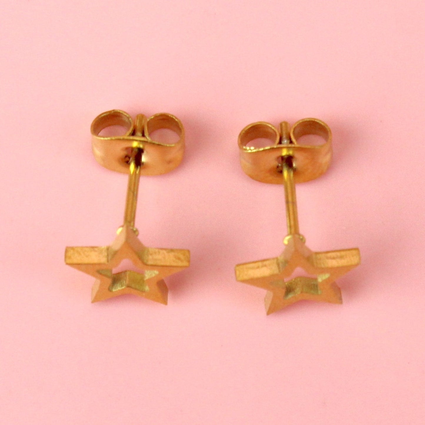 Cut Out Star Stud Earrings (Gold Plated)