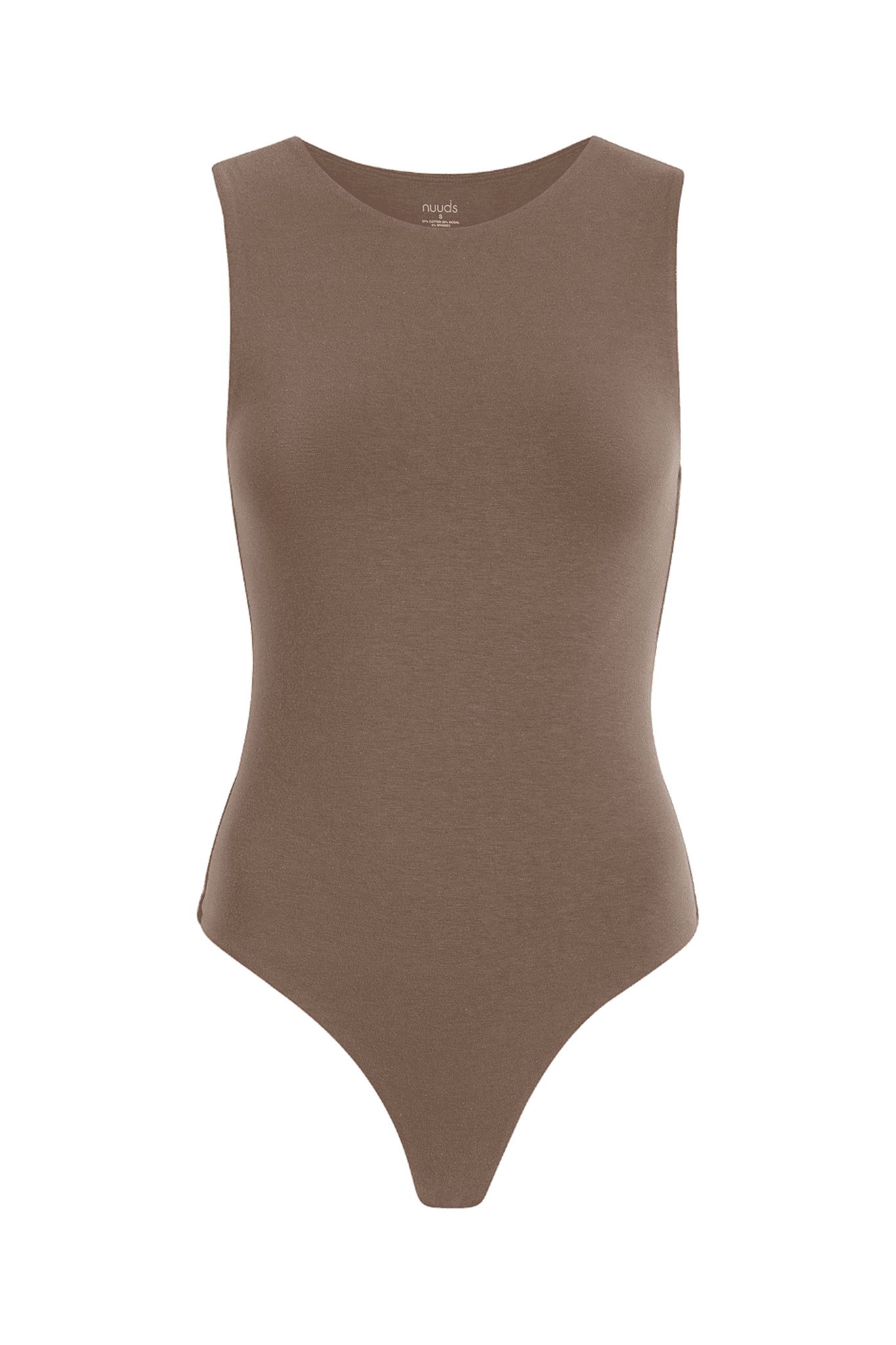 Cotton Stretch Classic Crewneck Tank Bodysuit | Mocha