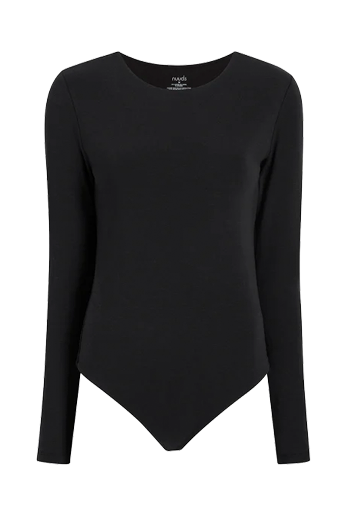 Cotton Stretch Long Sleeve Crewneck Bodysuit | Black