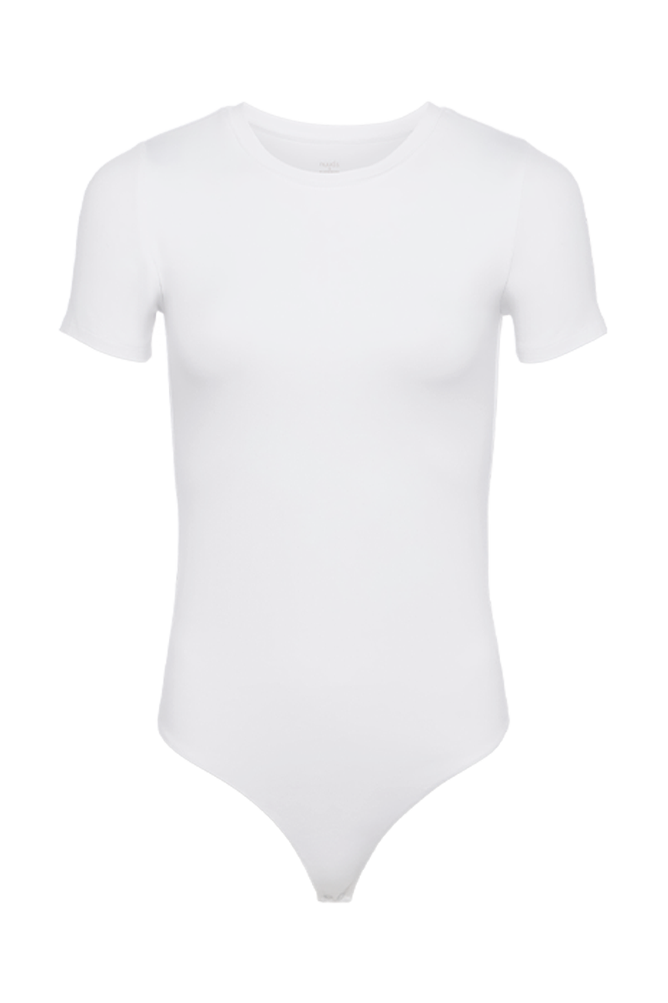 Cotton Stretch Short Sleeve Crewneck Bodysuit | White