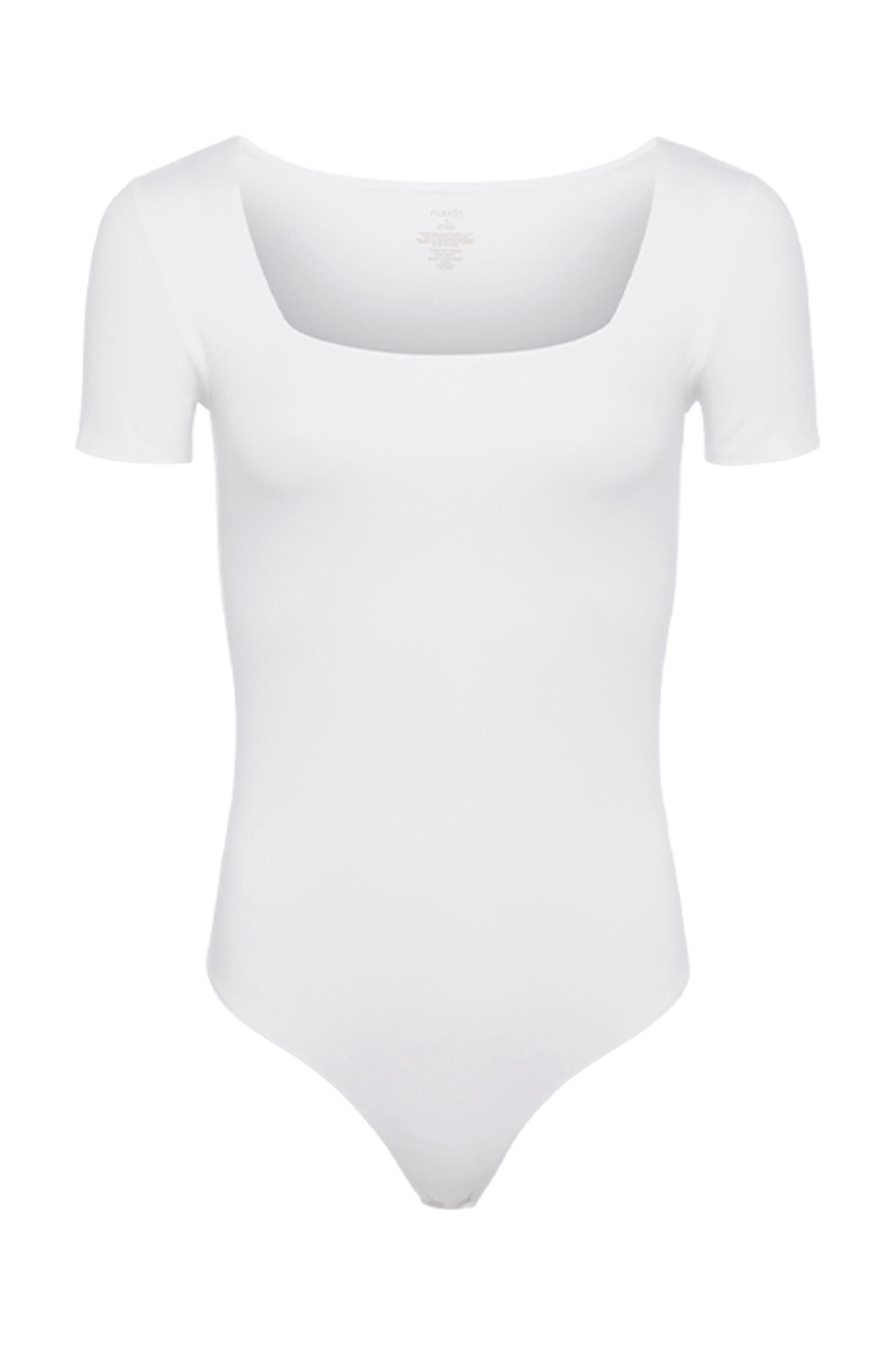 Cotton Stretch Short Sleeve Square Neck Bodysuit | White
