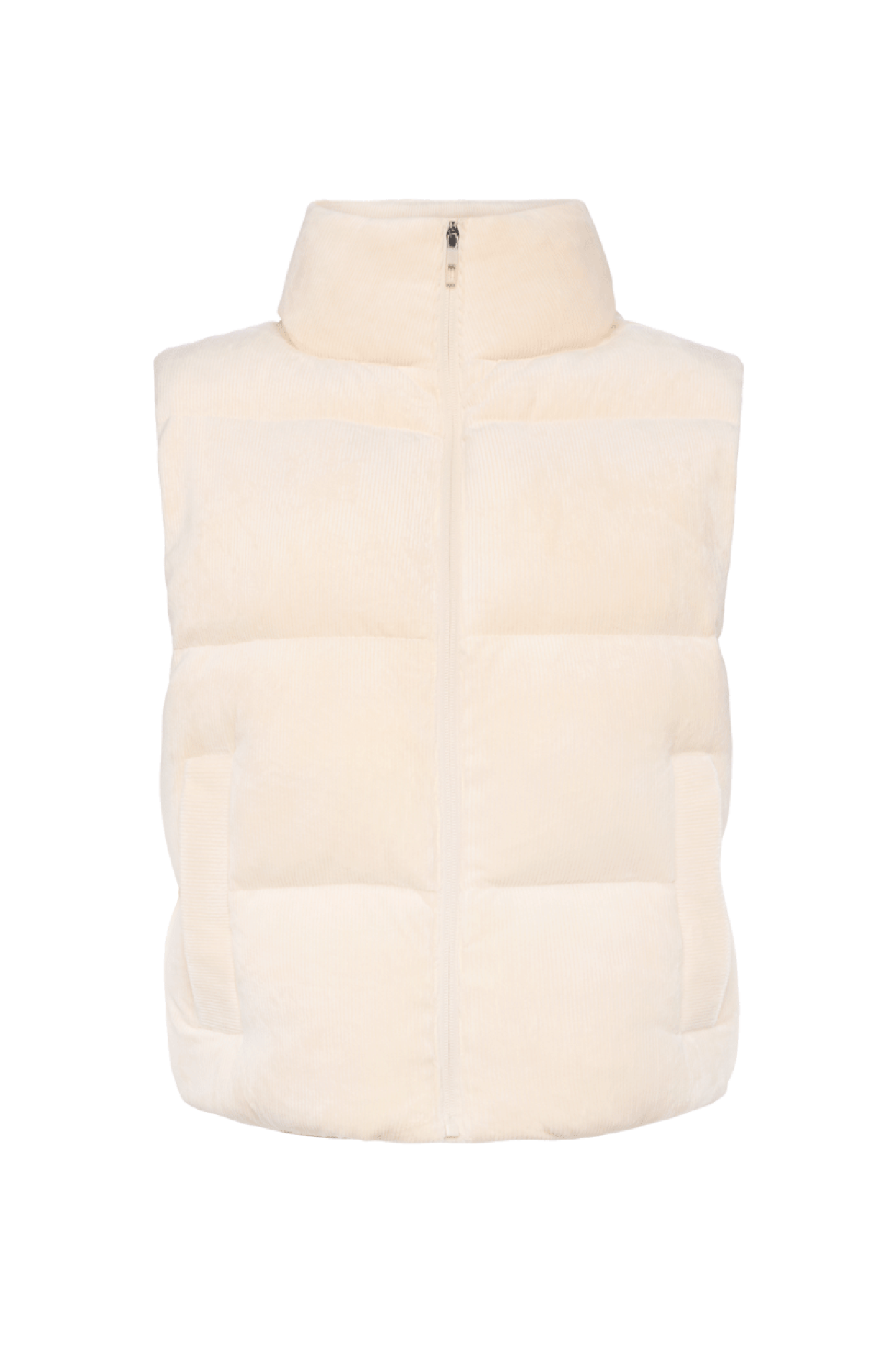 Ribbed Velour Puffer Vest | Bone