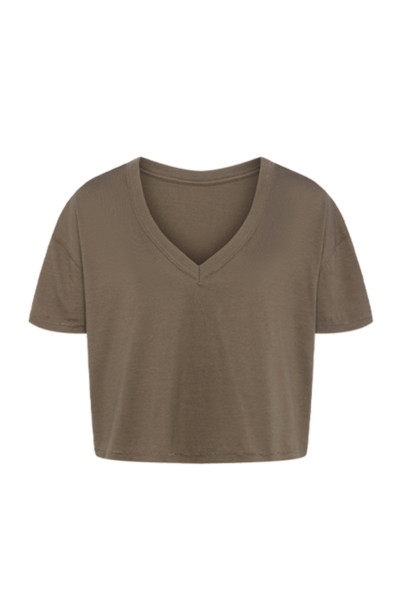 Boxy V-Neck Tee | Mocha