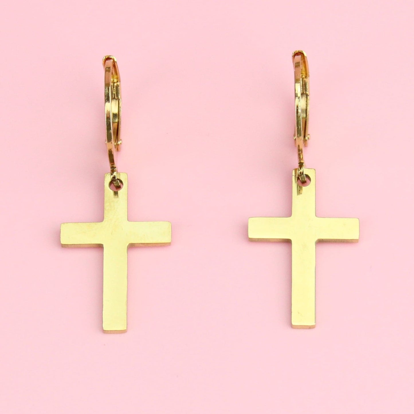 Cross Hoop Earrings (Gold Plated)