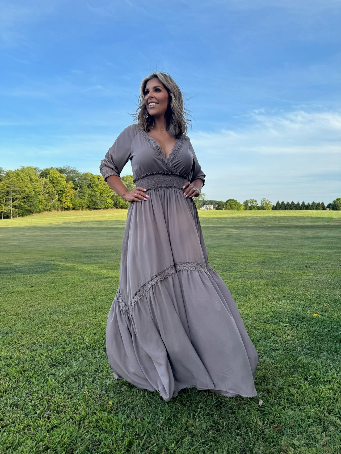 ECB Exclusive: Most Admired Maxi Dress , Taupe