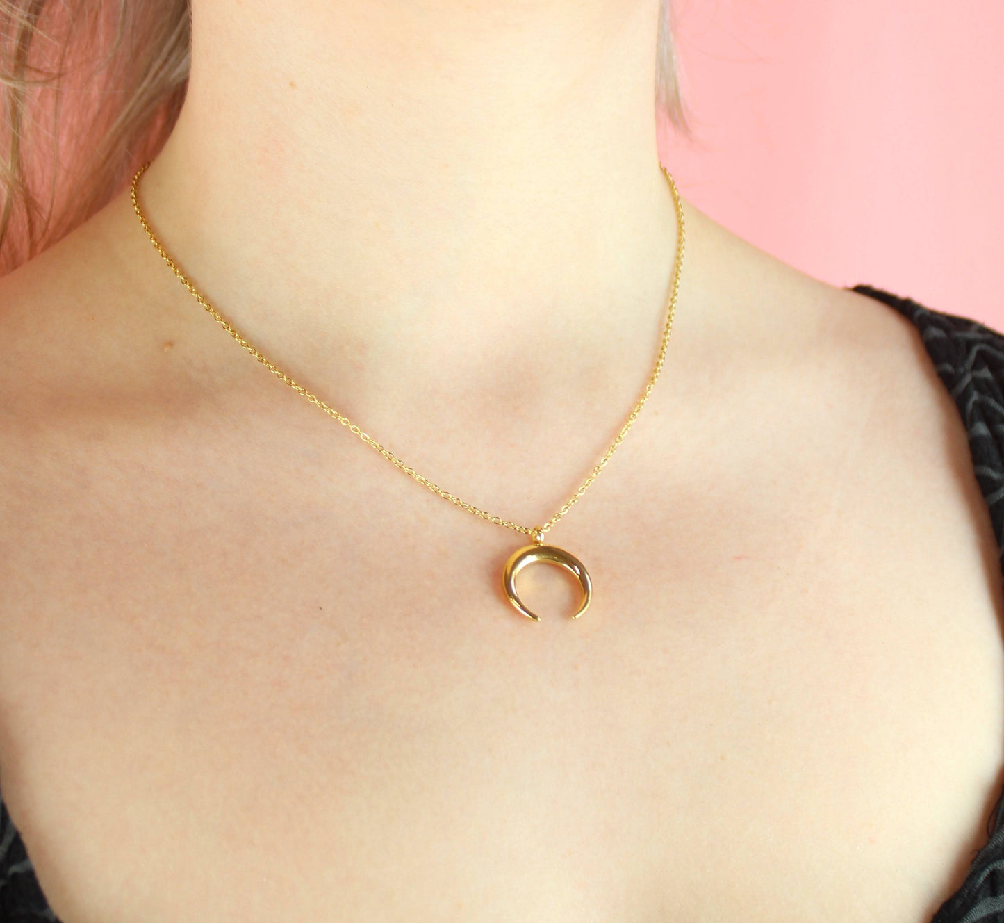 Crescent Moon Necklace (Gold Plated)