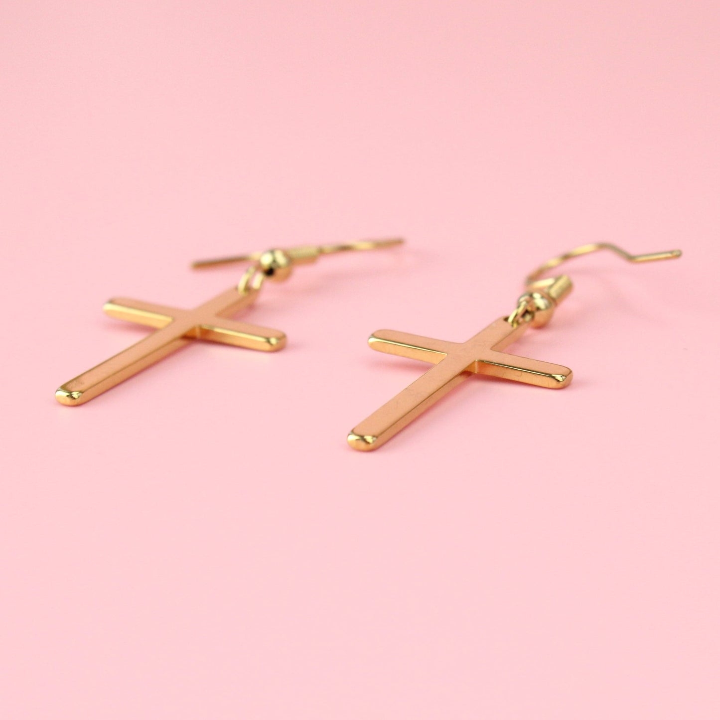 Cross Drop Earrings (Gold Plated)