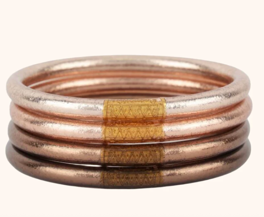 BuDhaGirl: Fawn All Weather Bangle(set of 4)- Serenity Prayer