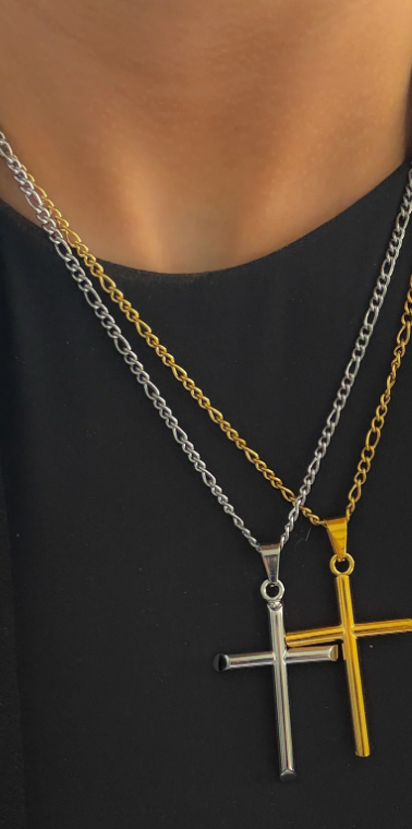Large Cross Necklace, Silver