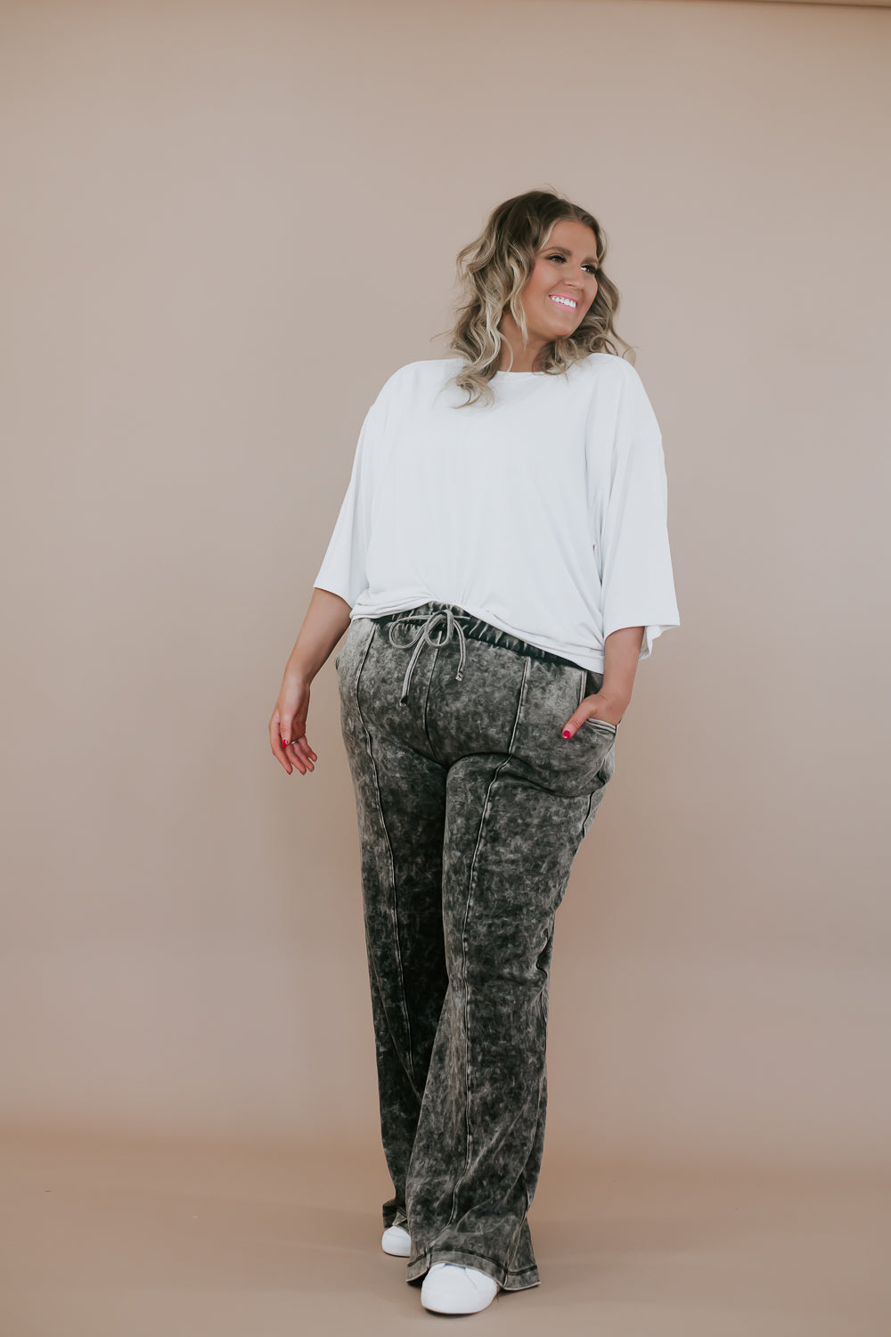 Kicking Back Acid Wash Sweatpant, Black Acid Wash