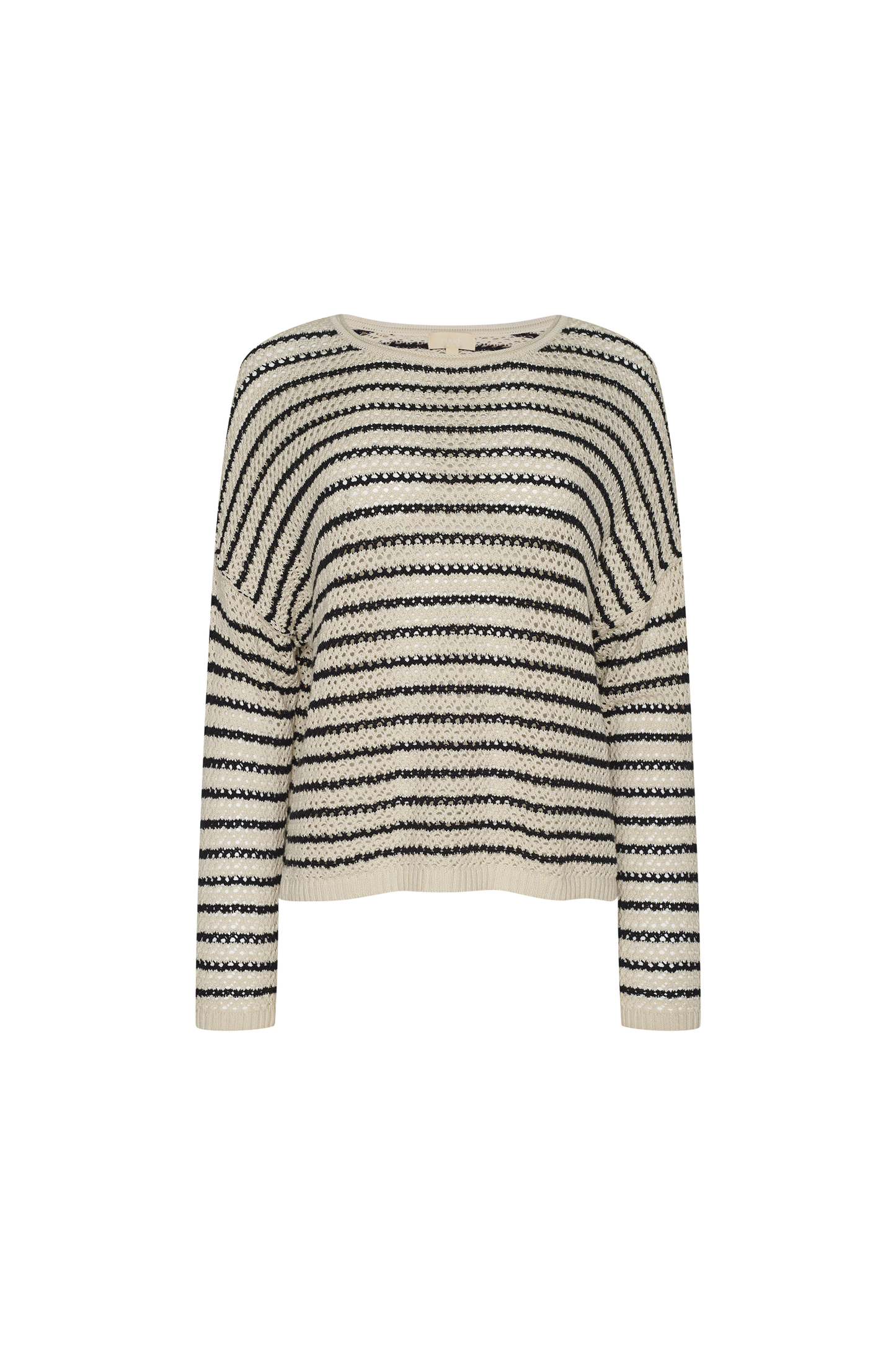 Cotton Crochet Sweater | Bone Stripe