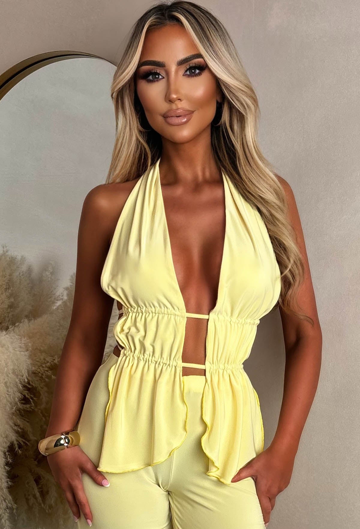All Around Us Lemon Tie Back Trouser Co-Ord Set
