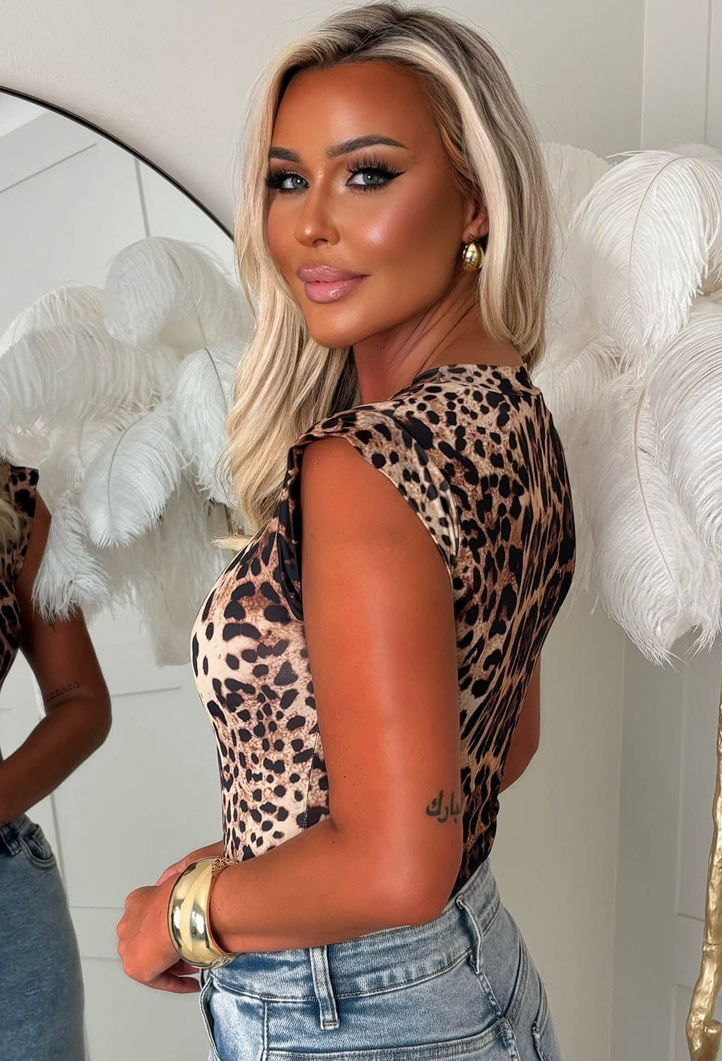 Animal Fever Brown Leopard Print Jersey Bodysuit