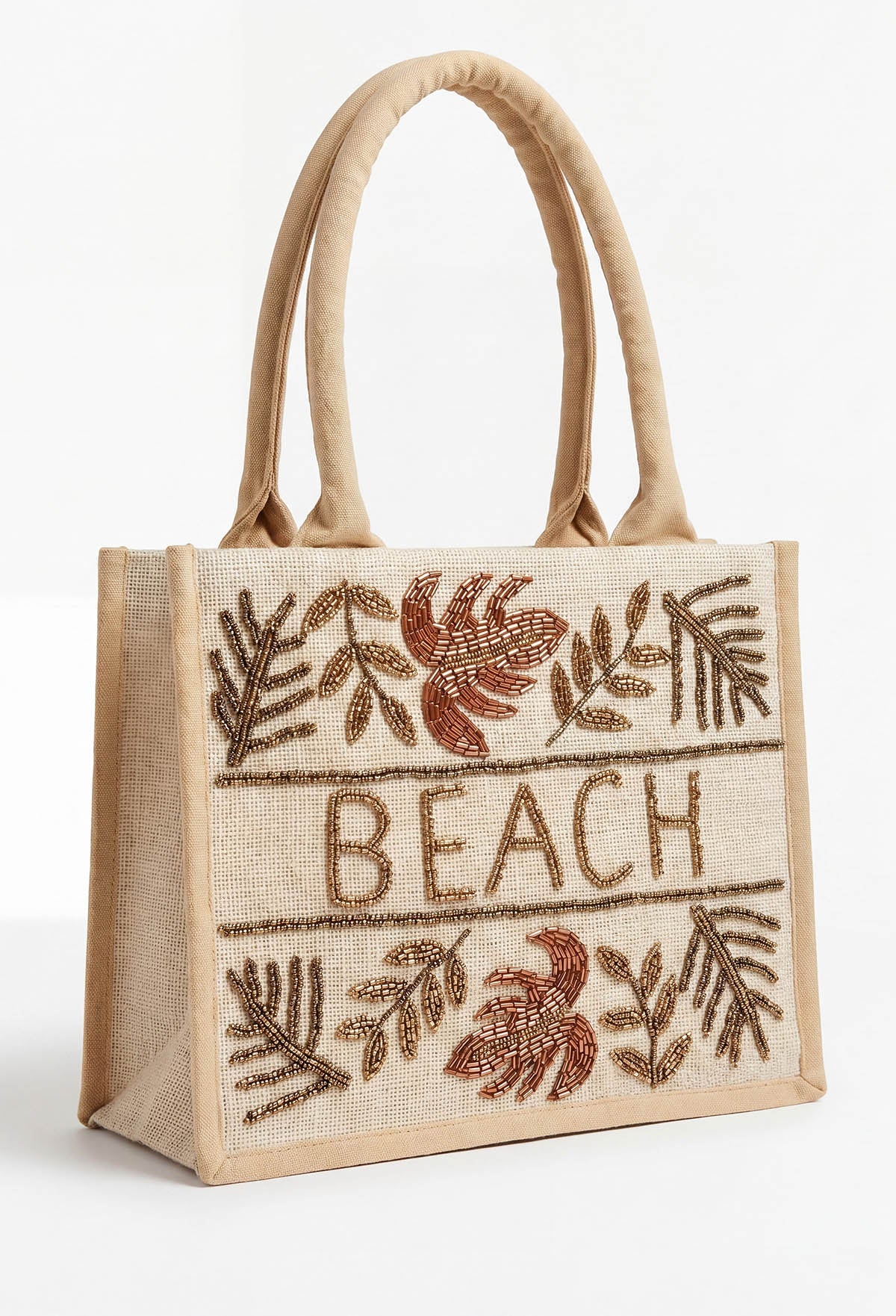 Beachside Beige Beach Beaded Bag