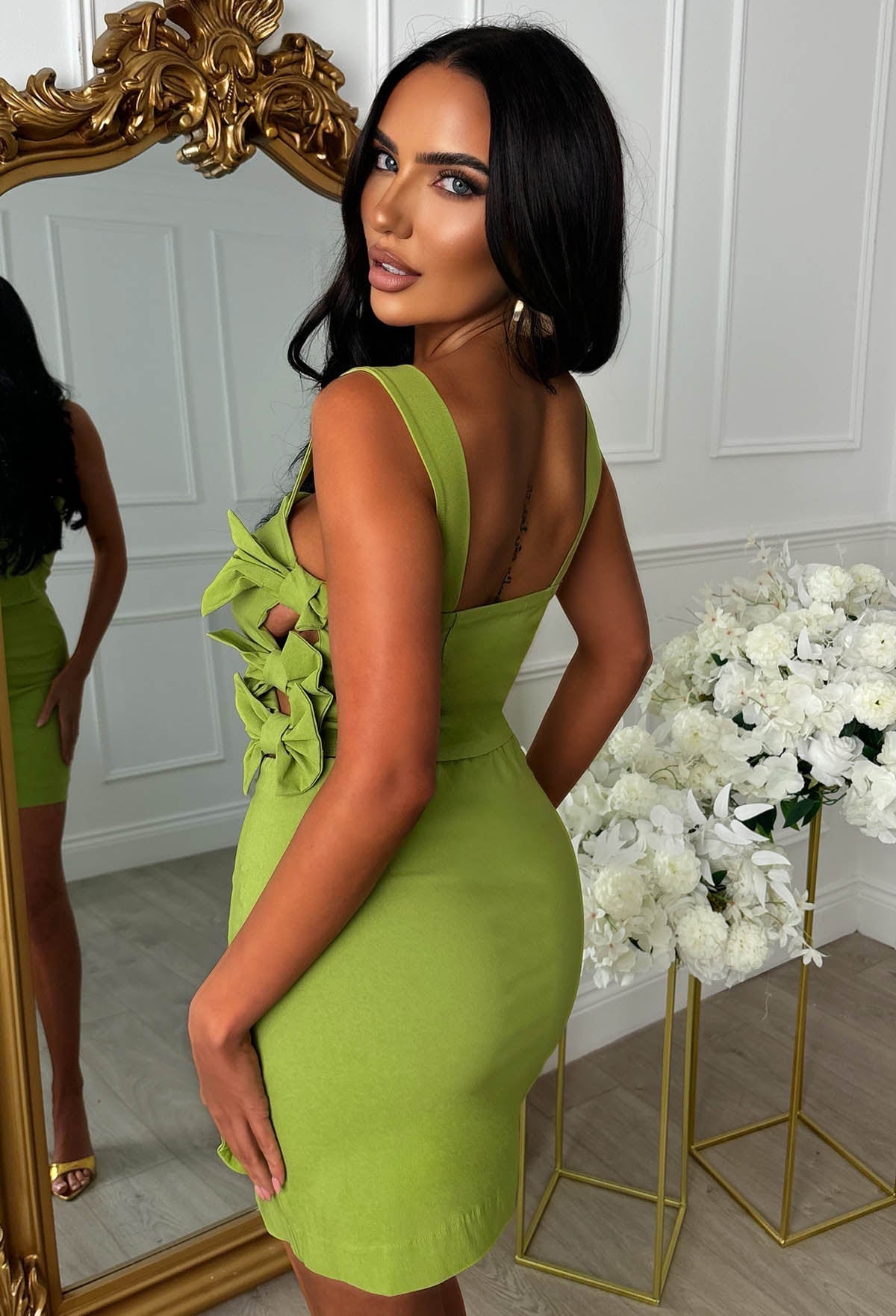 Bowtiful Elegance Green Bow Detail Skirt Co-Ord Set
