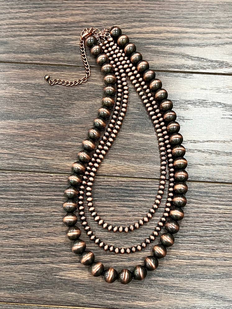 Copper Layered Beaded Necklace