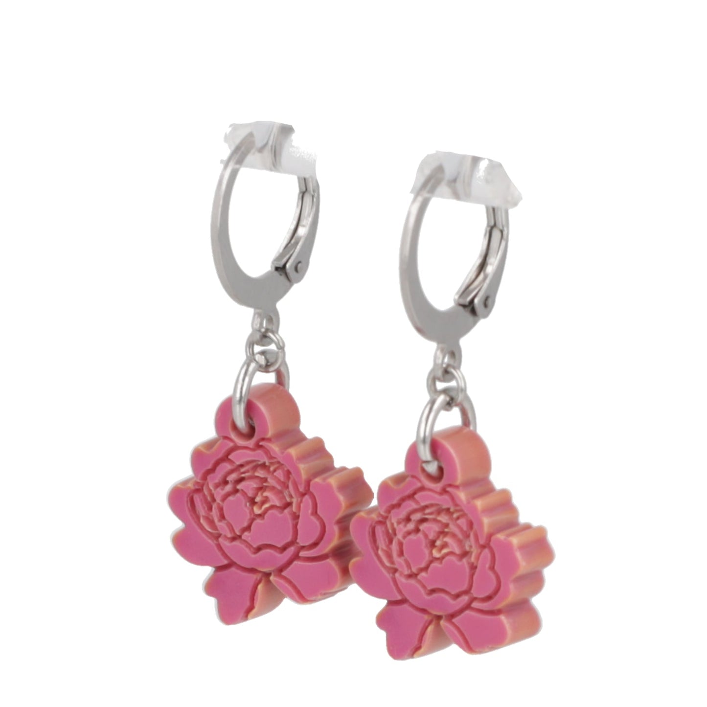 Dark Pink Peony Club Huggie Hoop Earrings