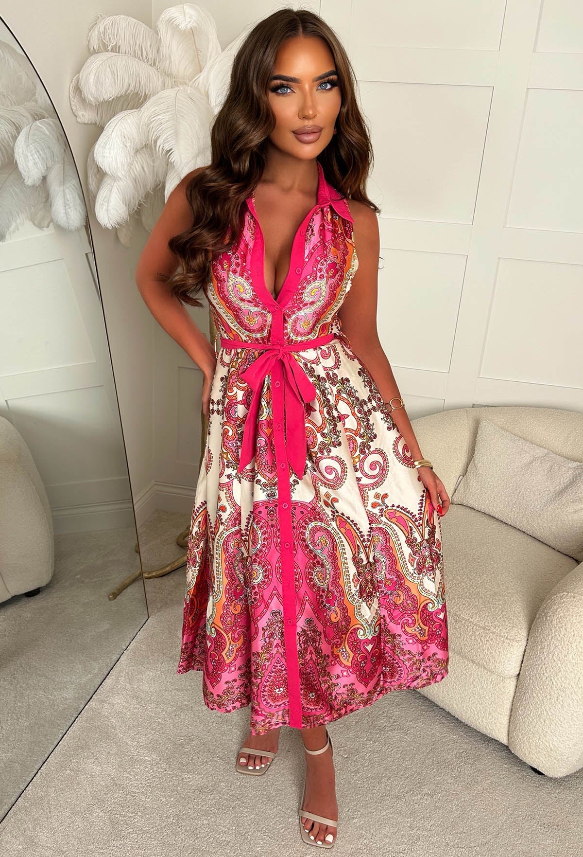 Dubai Dreams Multi Luxury Satin Print Maxi Dress