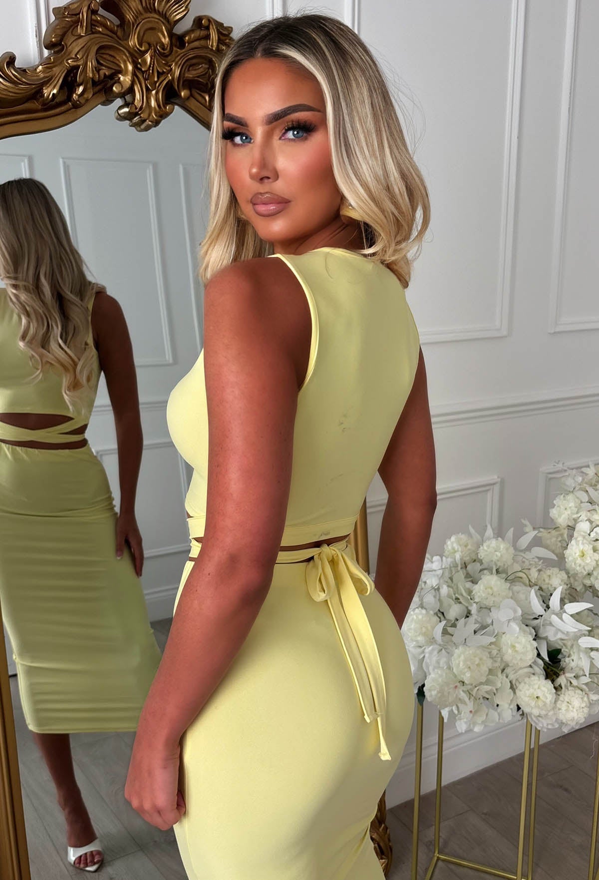 A Match Up Lemon Midi Wrap Around Co-Ord Set