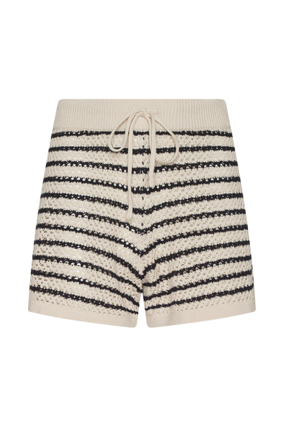 Cotton Crochet Sweater Short | Bone Stripe