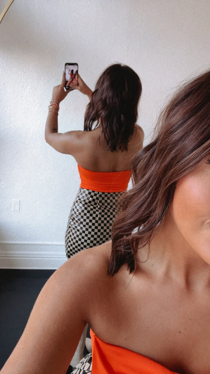 It Girl Bow Detail Tube Top, Orange