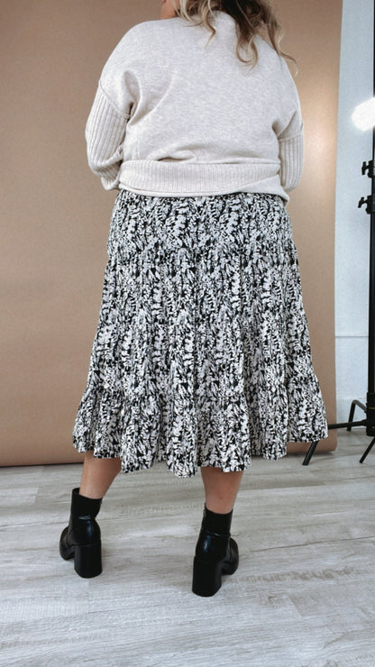 Moment In Time Floral Print Skirt, Black