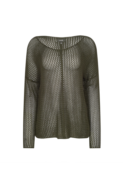 Open Knit Sweater | Darkest Olive