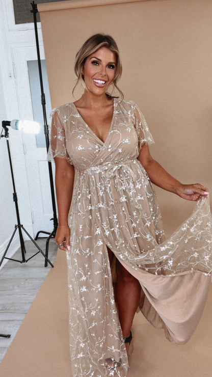 ECB Exclusive: Dreamy Floral Embroidered Maxi Dress