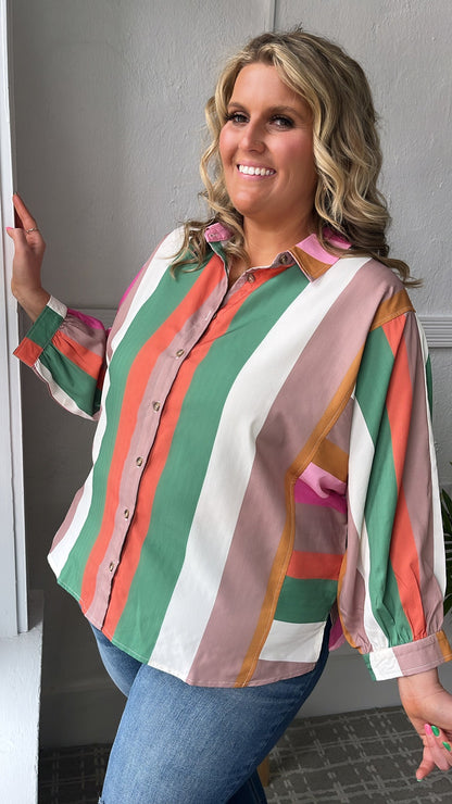 All Retro Multi Color Striped Top