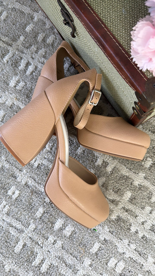Delilah Chunky Platform Mary Jane Heel, Nude