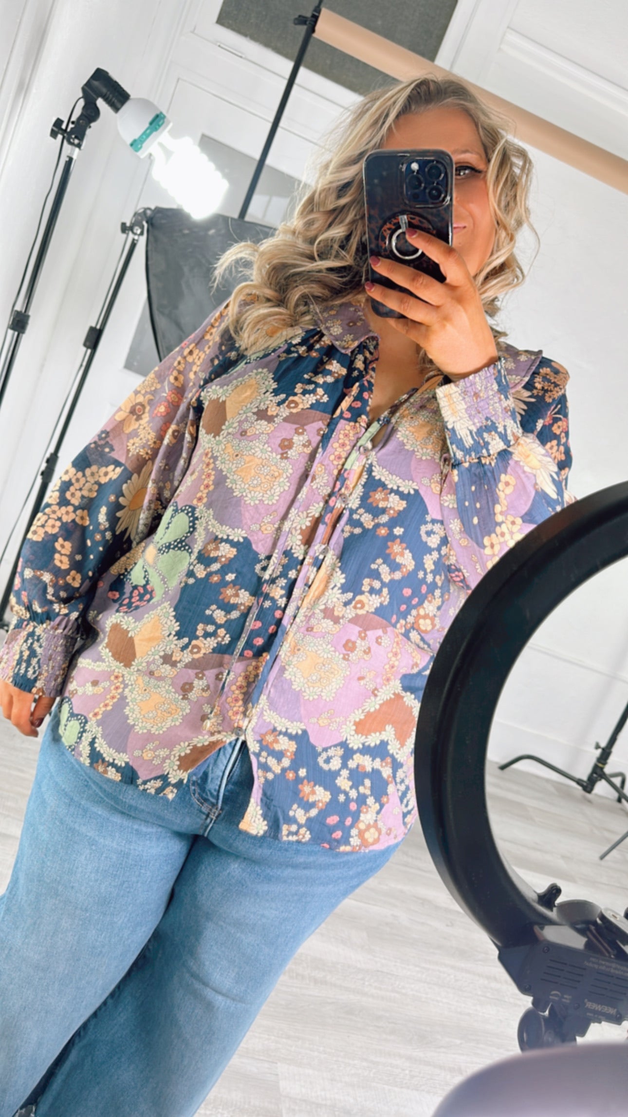 New Groove Floral Printed Top, Purple