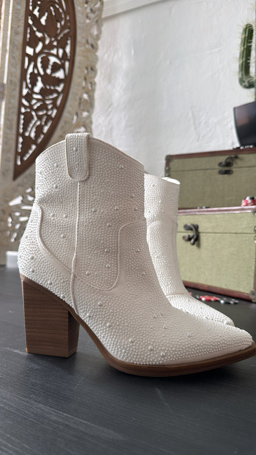 Dallas Studded Bootie, White