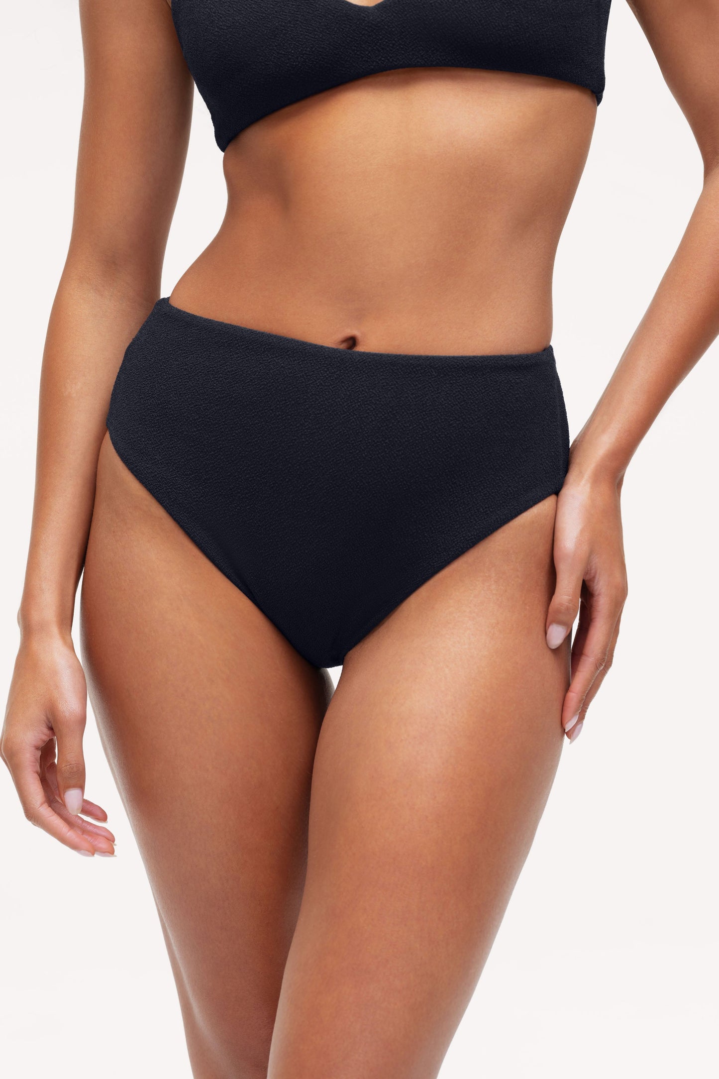 High Waist Bikini Bottom | Crispy Black