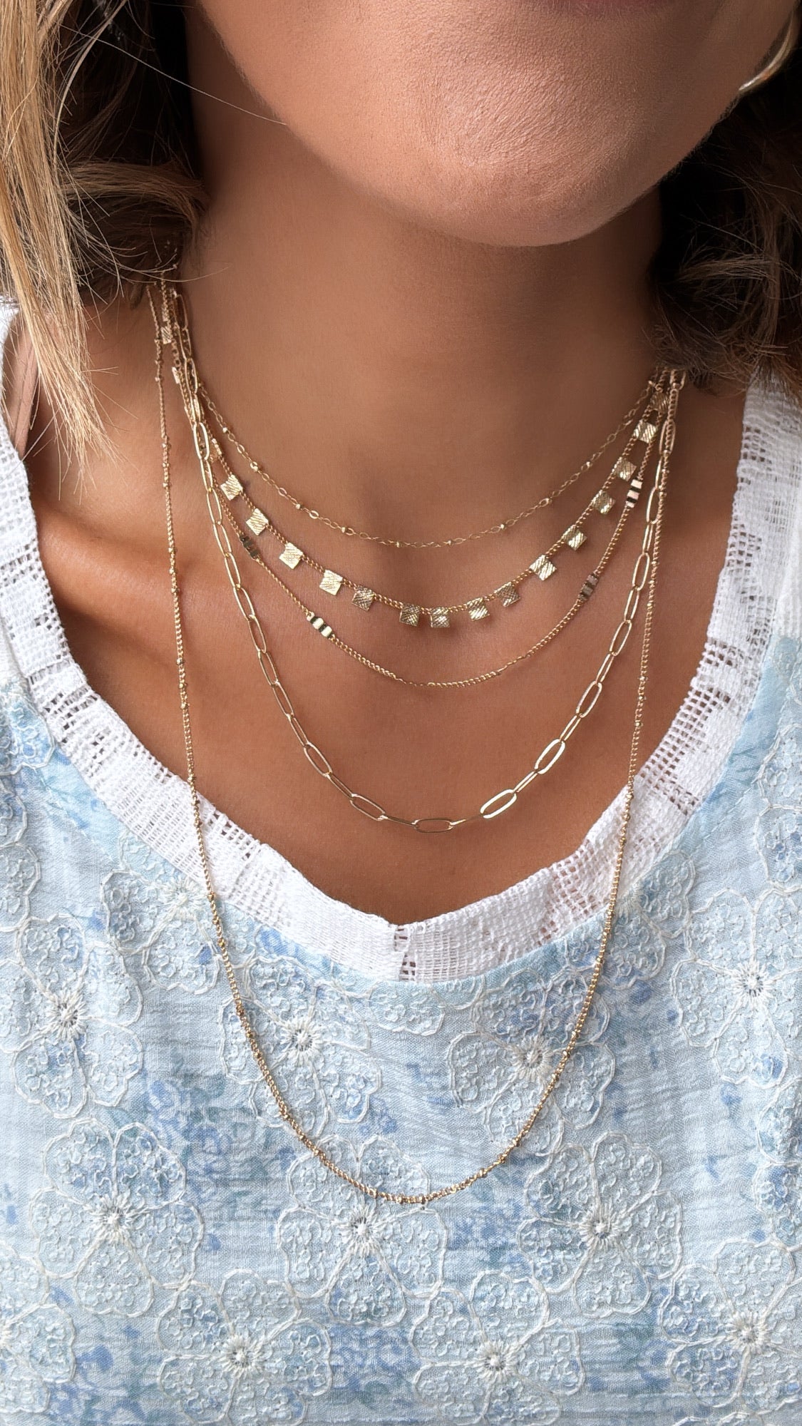 Lunar Link layered Necklace, Gold