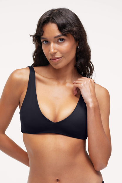 Plunge Bikini Top | Smooth Black