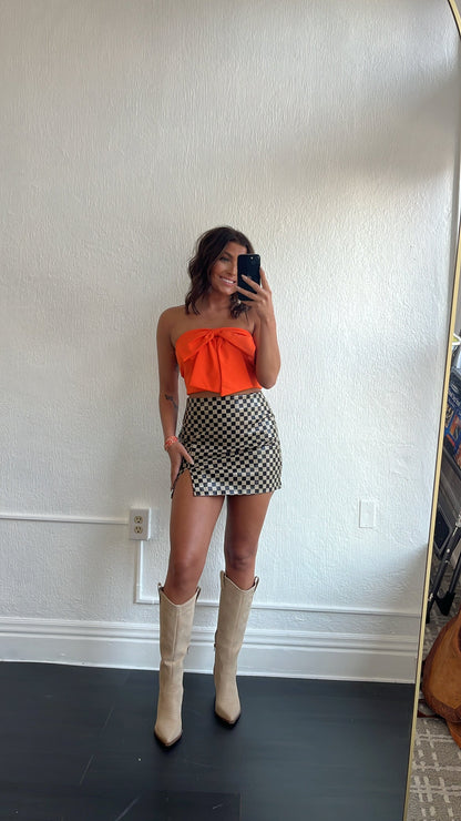 It Girl Bow Detail Tube Top, Orange