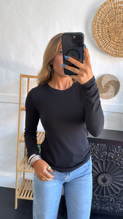 Best Basic Ribbed Long Sleeve, Black