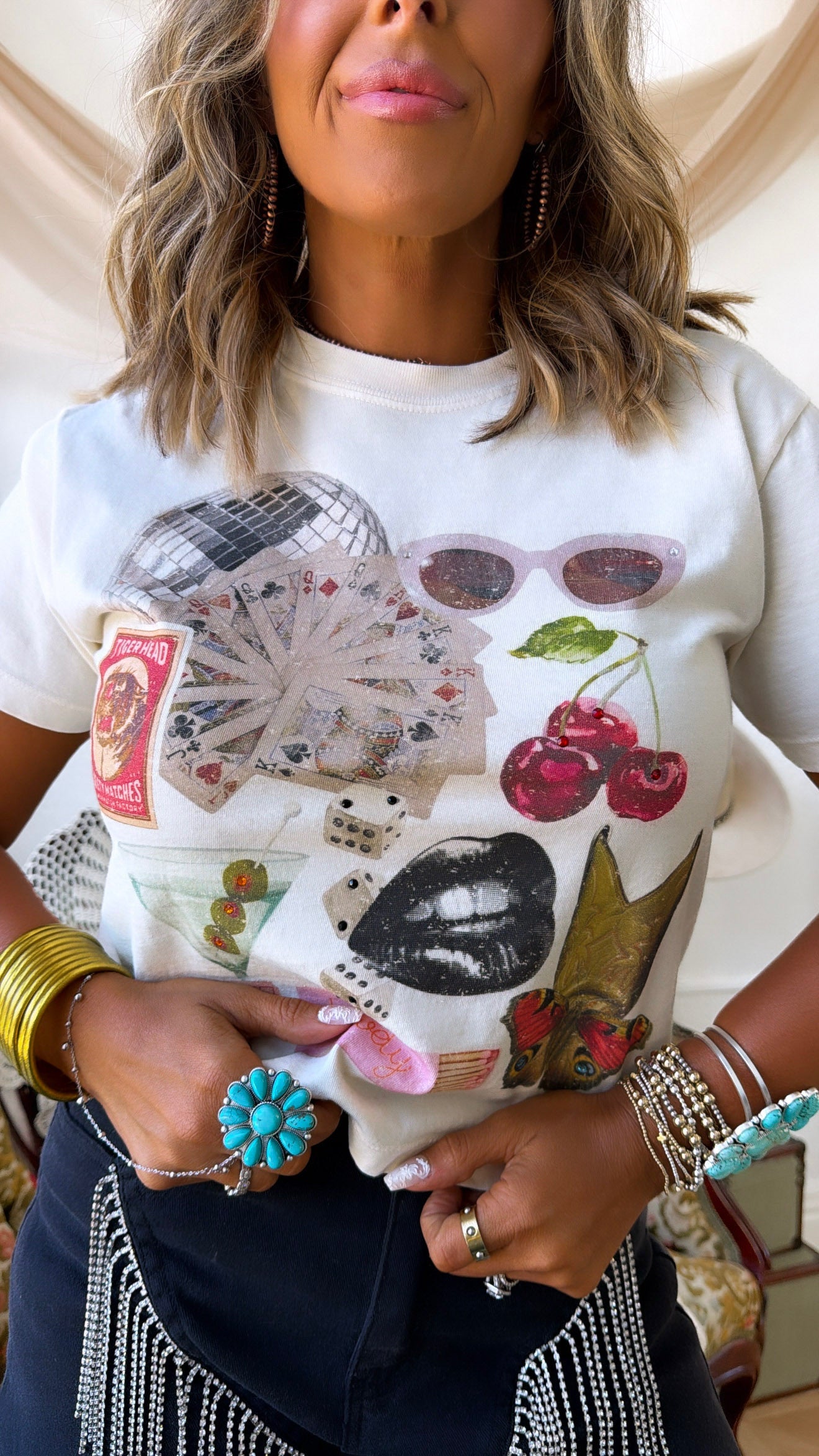 Cool Cowgirl Graphic Tee, Ivory Multi